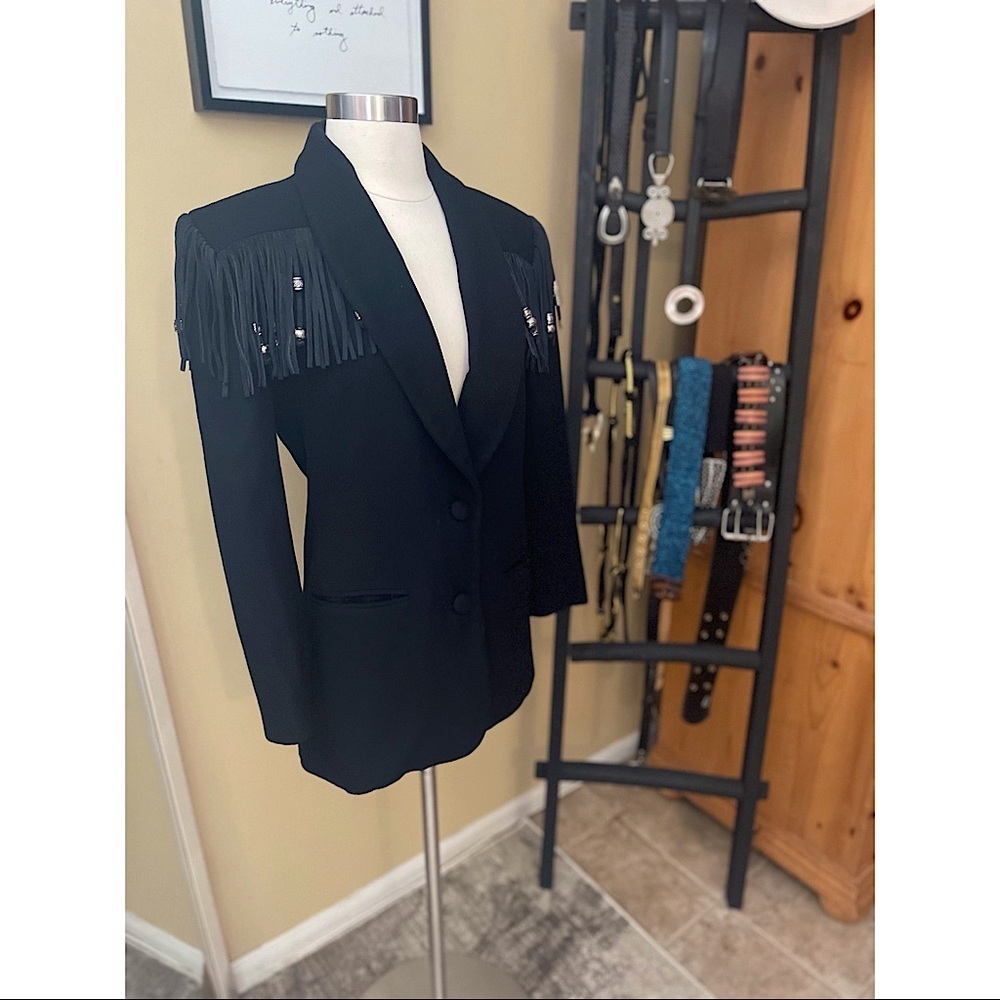 New Frontier wool fringe blazer jacket sz XS